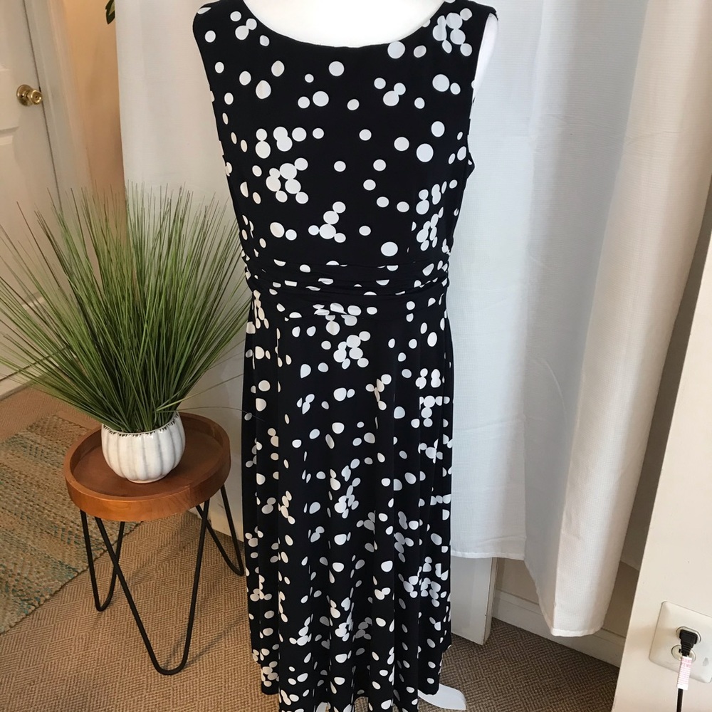 Jessica Howard Navy w/White Dots Sundress Sz 14